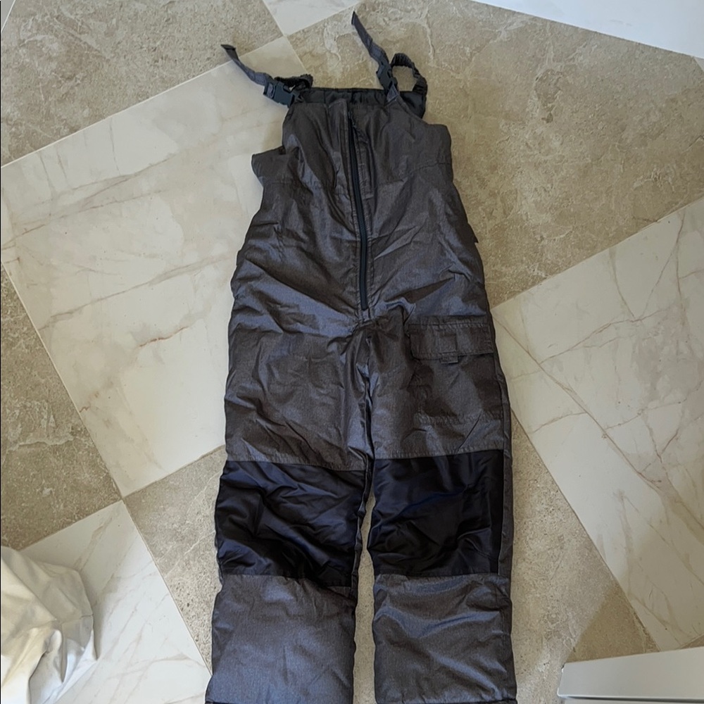 London Fog Charcoal and Black Snow Bib Overalls